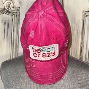 Beach Crazy Pink Distressed 100% comfort Cotton Baseball Cap Adjustable